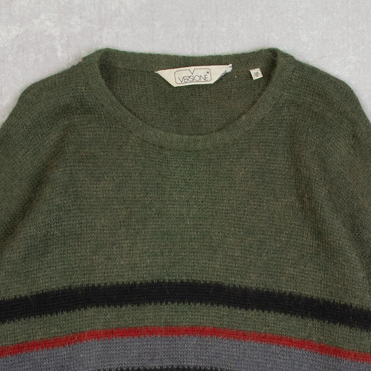 MEN'S VINTAGE 1980S MOHAIR PATTERNED KNITTED JUMPER - LARGE