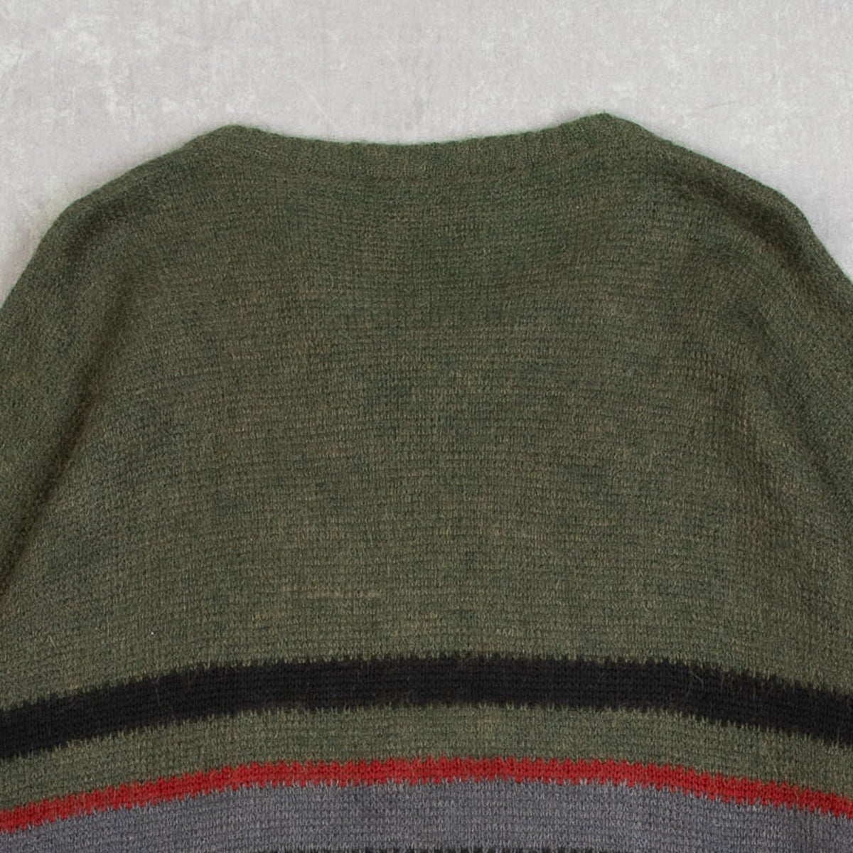 MEN'S VINTAGE 1980S MOHAIR PATTERNED KNITTED JUMPER - LARGE