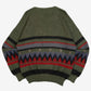 MEN'S VINTAGE 1980S MOHAIR PATTERNED KNITTED JUMPER - LARGE