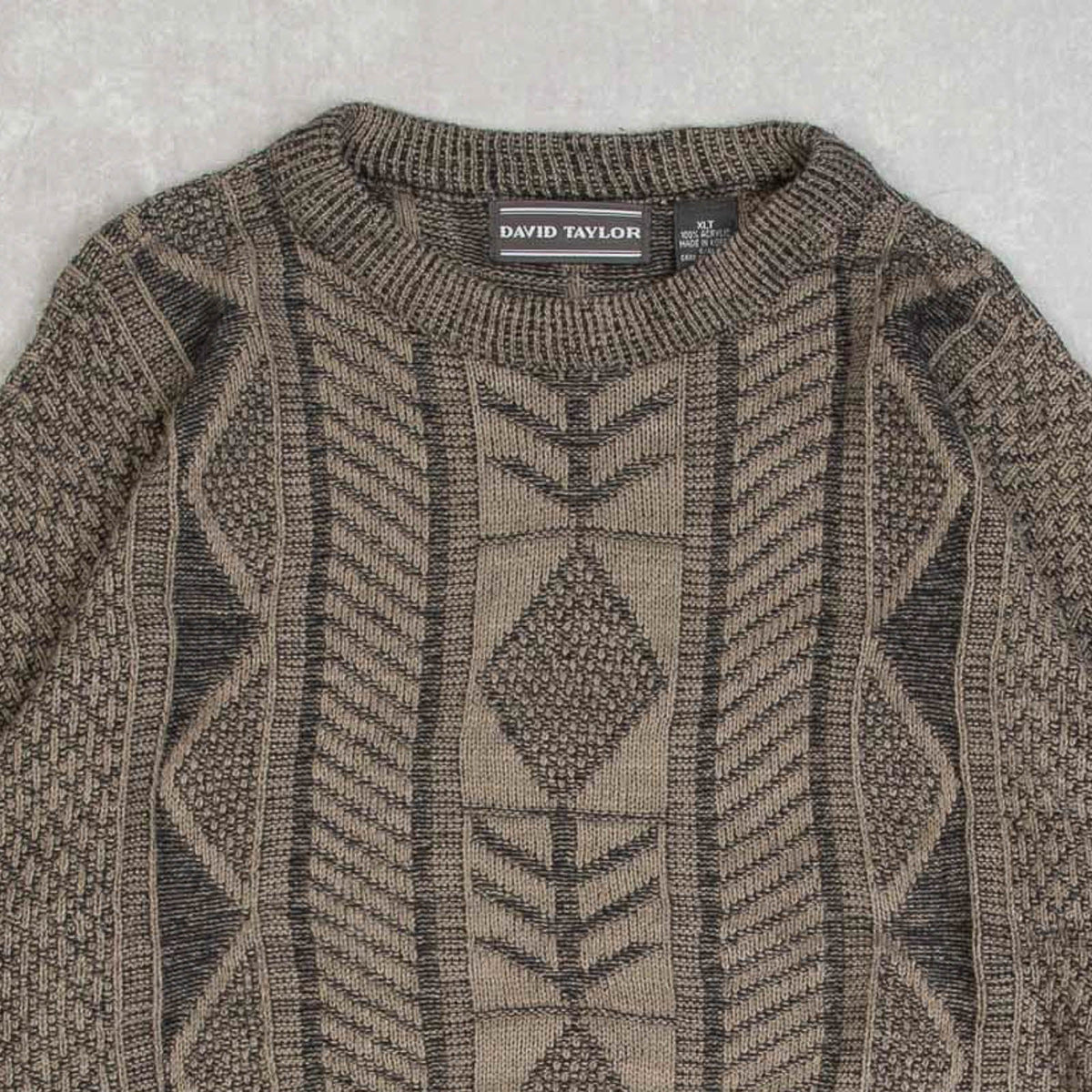 MEN'S VINTAGE 1990S STRUCTURED PATTERNED KNITTED JUMPER - X-LARGE