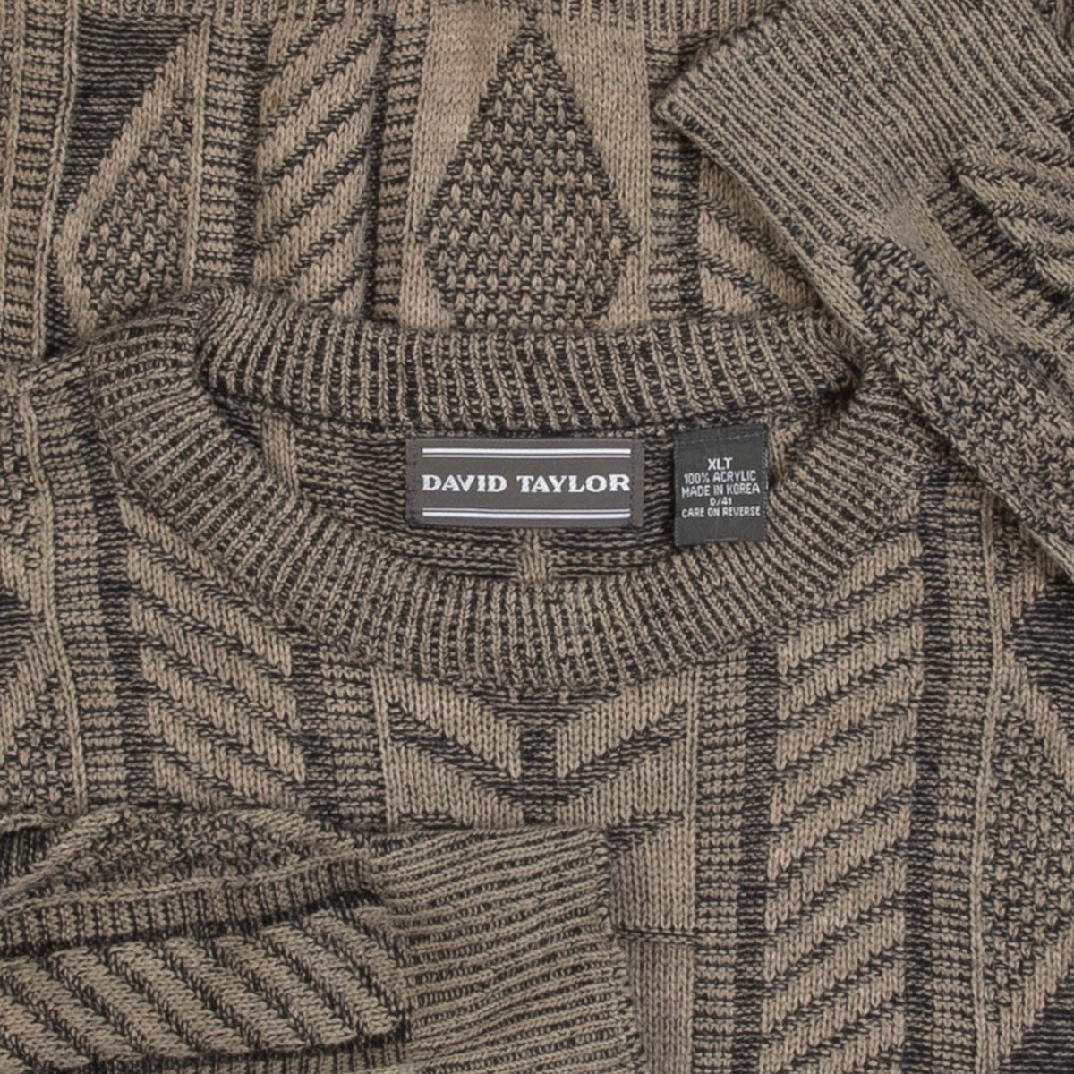 MEN'S VINTAGE 1990S STRUCTURED PATTERNED KNITTED JUMPER - X-LARGE