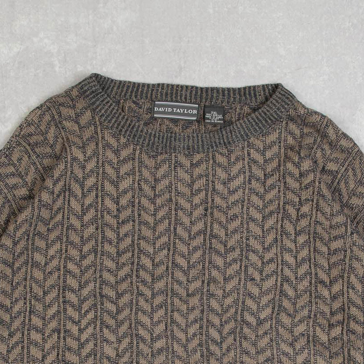 MEN'S VINTAGE 1990S STRUCTURED PATTERNED KNITTED JUMPER - XX-LARGE