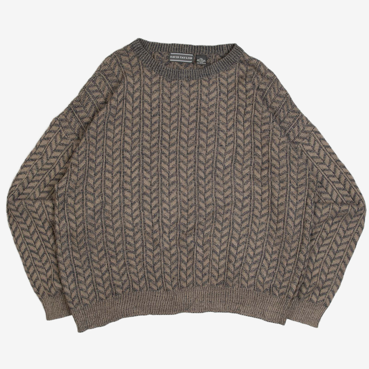 MEN'S VINTAGE 1990S STRUCTURED PATTERNED KNITTED JUMPER - XX-LARGE