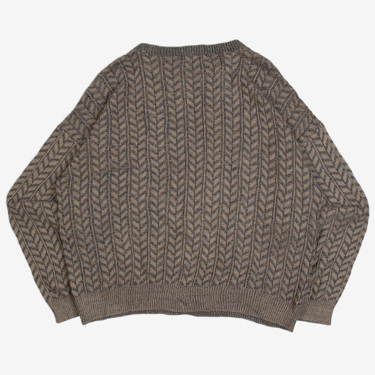 MEN'S VINTAGE 1990S STRUCTURED PATTERNED KNITTED JUMPER - XX-LARGE