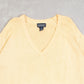MEN'S VINTAGE 1990S V-NECK KNITTED JUMPER - X-LARGE