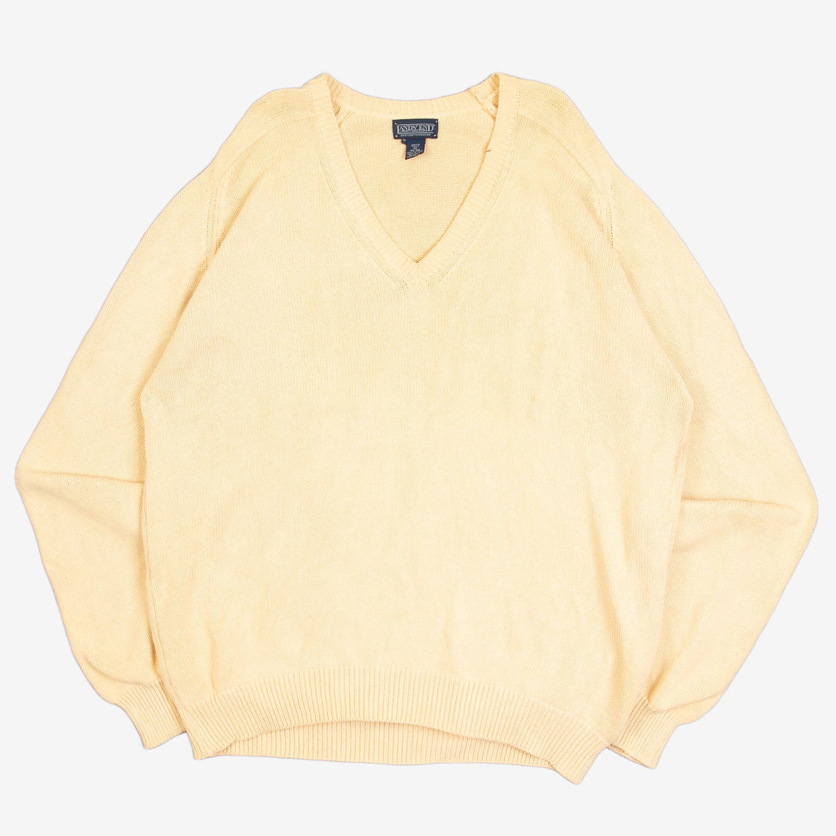 MEN'S VINTAGE 1990S V-NECK KNITTED JUMPER - X-LARGE