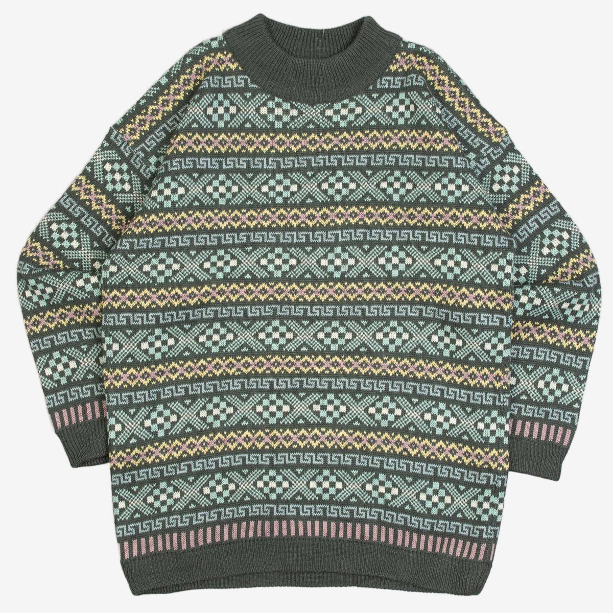WOMEN'S VINTAGE 1990S ESPIRIT PATTERNED KNITTED JUMPER - LARGE
