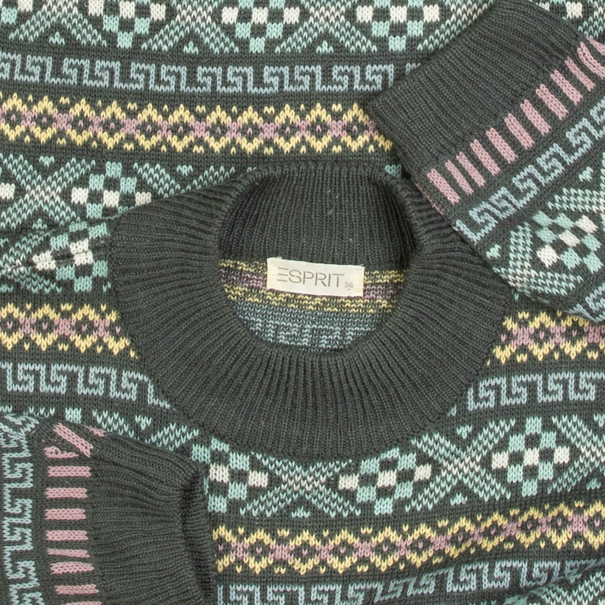 WOMEN'S VINTAGE 1990S ESPIRIT PATTERNED KNITTED JUMPER - LARGE