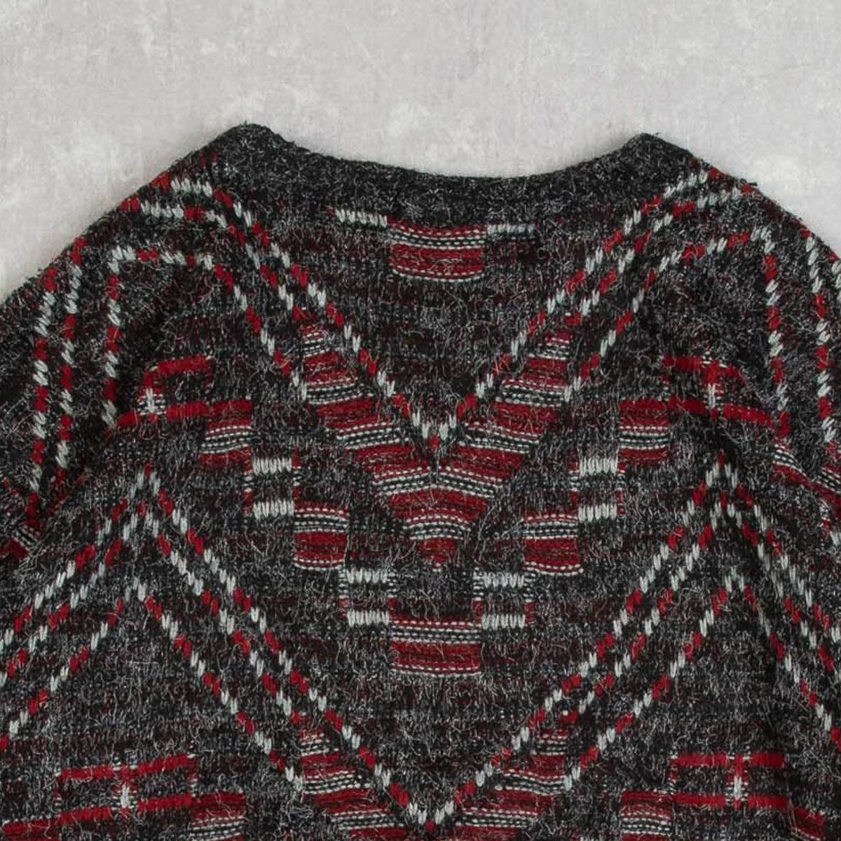 MEN'S VINTAGE 1980S PATTERNED KNITTED JUMPER - LARGE