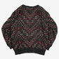 MEN'S VINTAGE 1980S PATTERNED KNITTED JUMPER - LARGE