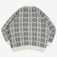 MEN'S VINTAGE 1990S PATTERNED V-NECK KNITTED JUMPER - X-LARGE