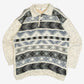 MEN'S VINTAGE 1980S PATTERNED KNITTED POLO JUMPER - X-LARGE
