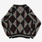 MEN'S VINTAGE 1990S ARGYLE PATTERNED KNITTED JUMPER - SMALL