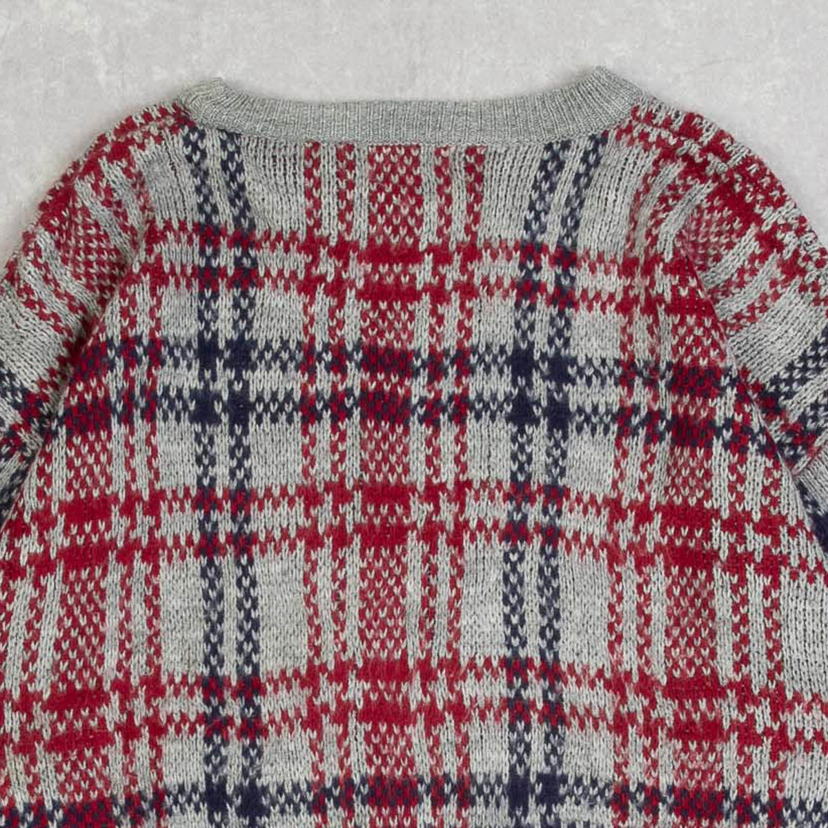 MEN'S VINTAGE 1990S CHECKED PATTERNED KNITTED JUMPER - X-LARGE