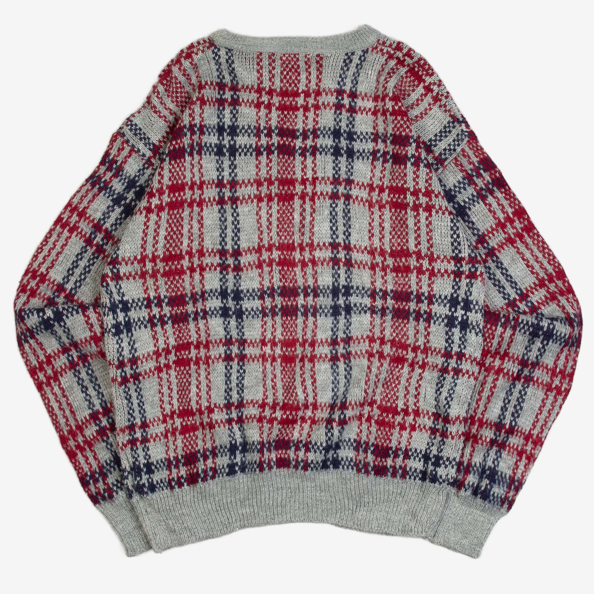 MEN'S VINTAGE 1990S CHECKED PATTERNED KNITTED JUMPER - X-LARGE