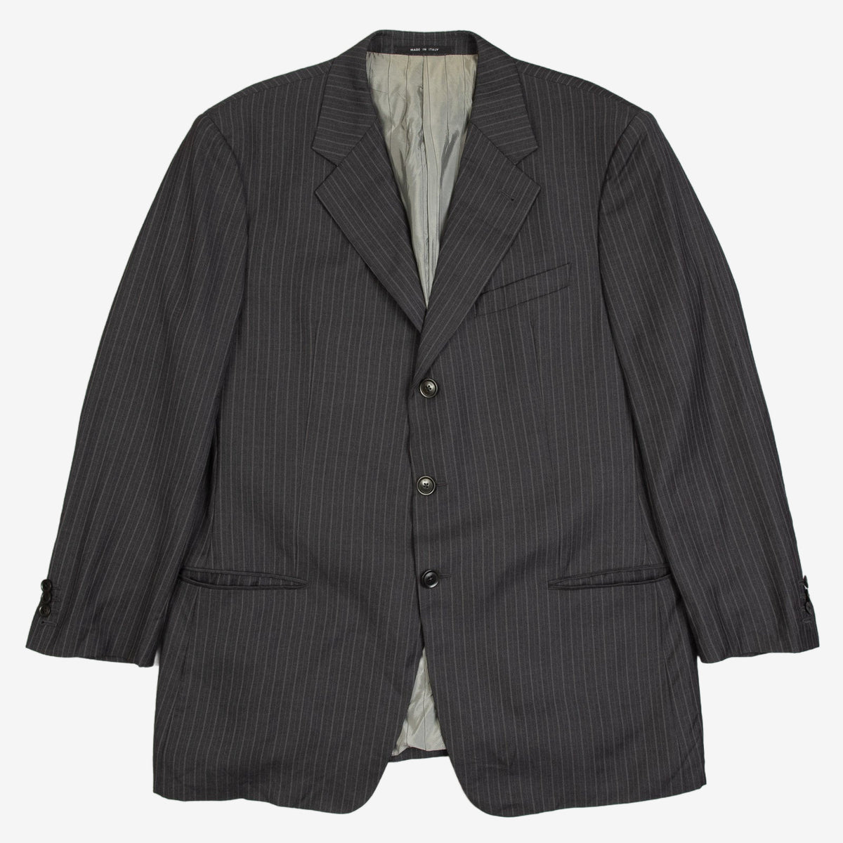 MEN'S VINTAGE 1990S GIORGIO ARMANI PINSTRIPE BLAZER SUIT JACKET - X-LARGE