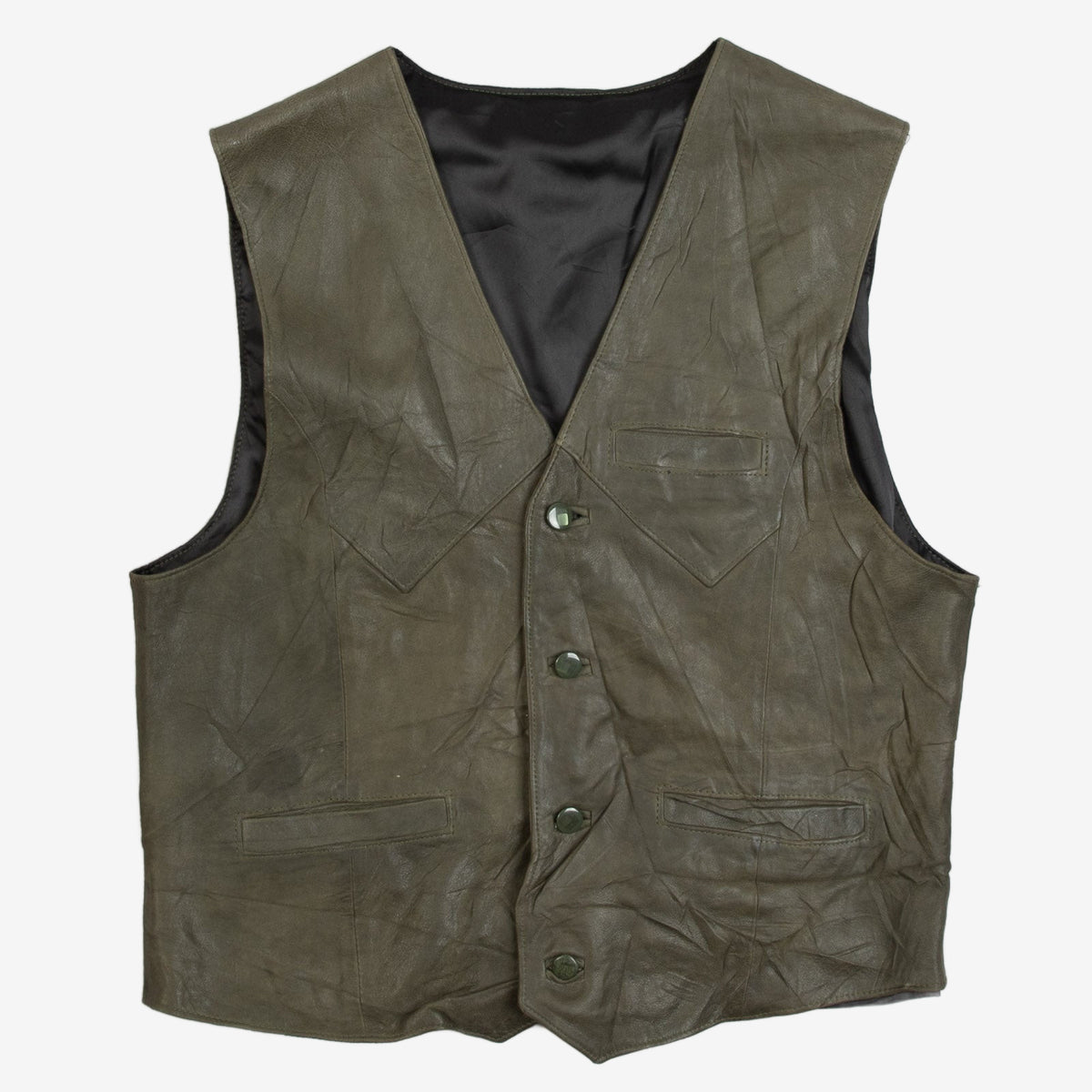 MEN'S VINTAGE 1990S LEATHER VEST JACKET - MEDIUM