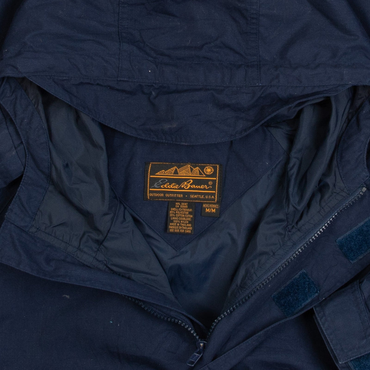 MEN'S VINTAGE 1990S EDDIE BAUER FULL ZIP HOODED PARKA JACKET - MEDIUM