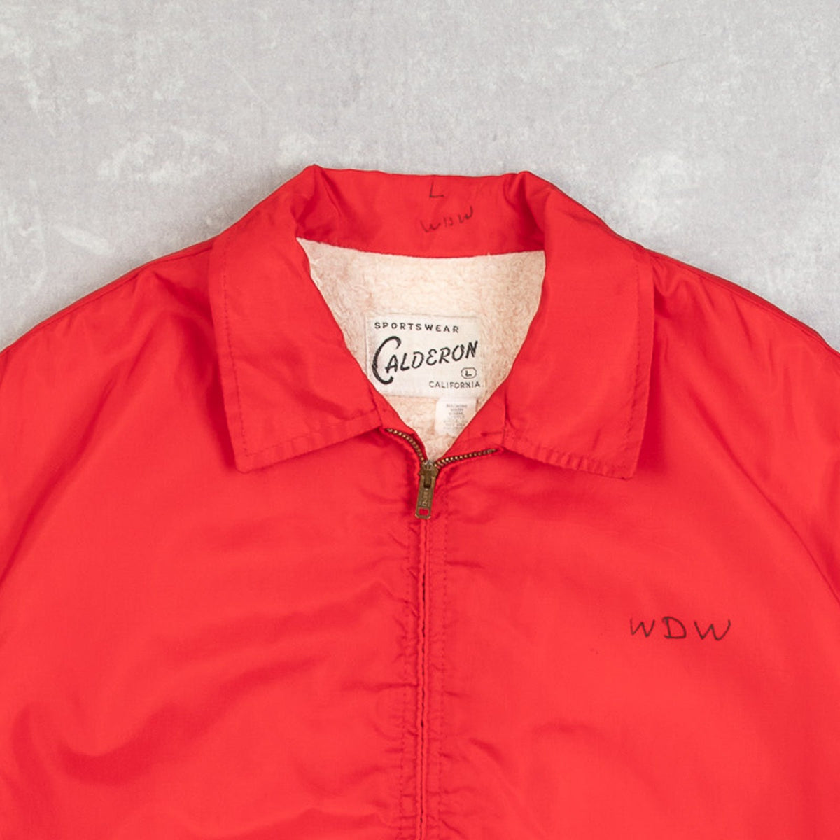 MEN'S VINTAGE 1980S SHERPA LINED HARRINGTON JACKET - LARGE