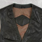 MEN'S VINTAGE 1990S LEATHER VEST JACKET - SMALL