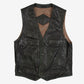 MEN'S VINTAGE 1990S LEATHER VEST JACKET - SMALL