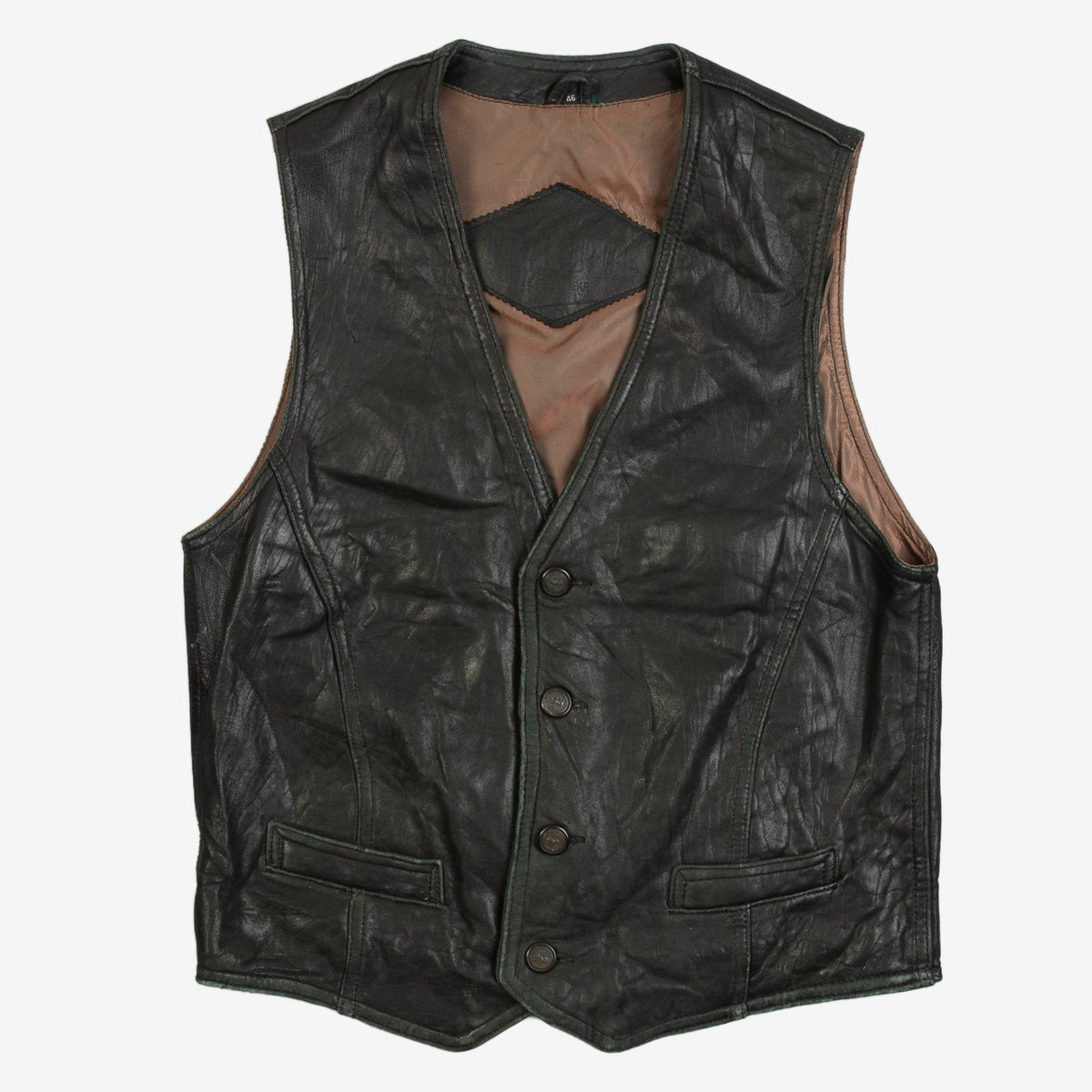 MEN'S VINTAGE 1990S LEATHER VEST JACKET - SMALL