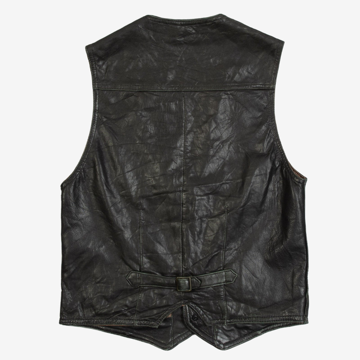 MEN'S VINTAGE 1990S LEATHER VEST JACKET - SMALL