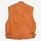 MEN'S VINTAGE 1980S LEATHER UTILITY VEST JACKET - LARGE