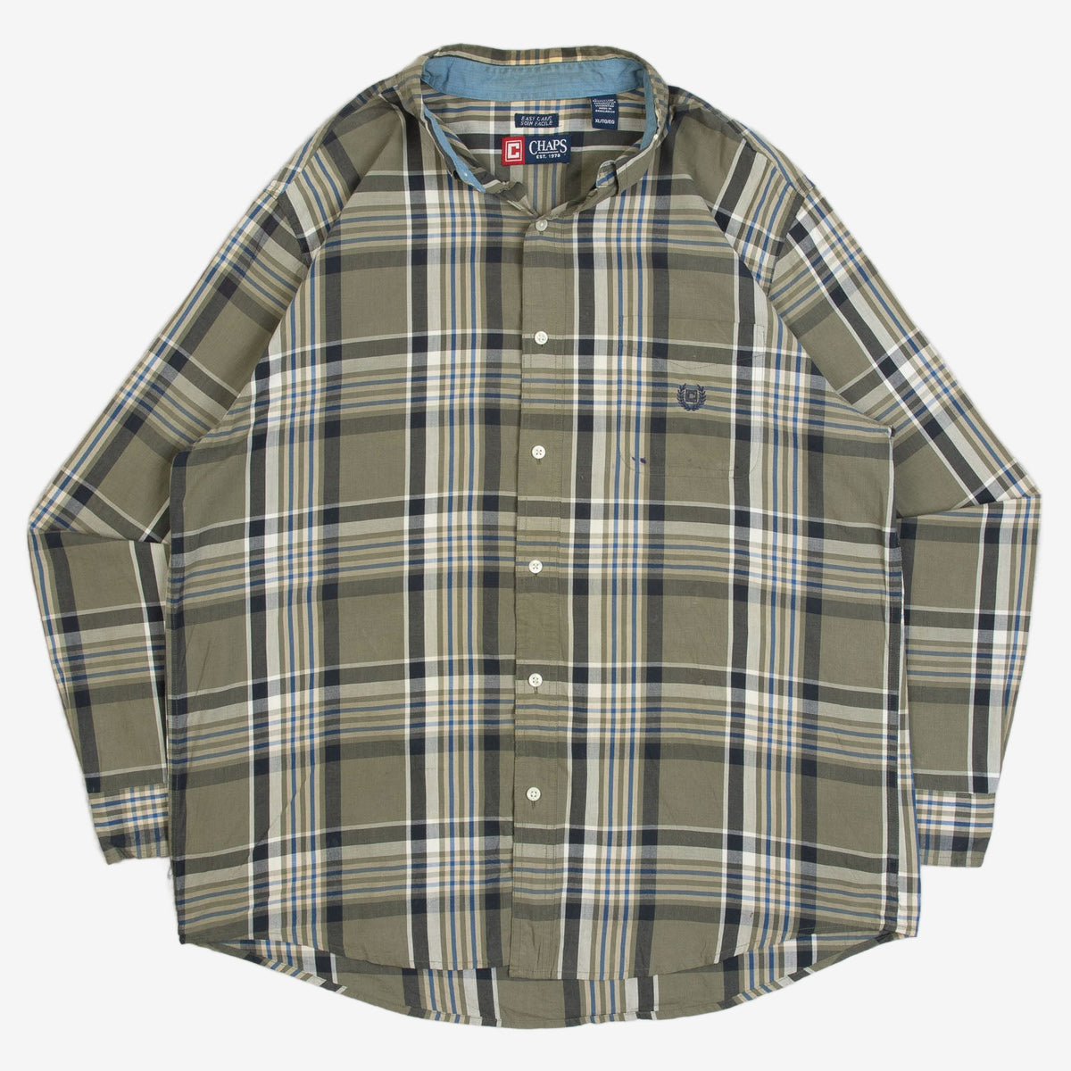 MEN'S VINTAGE CHAPS CHECKED LONG SLEEVE SHIRT - X-LARGE
