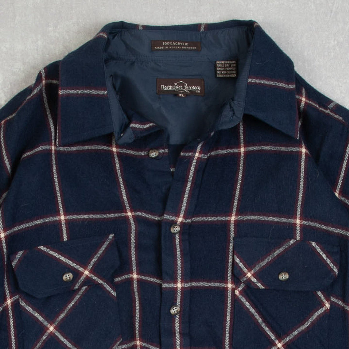 MEN'S VINTAGE 1990S WOOL STYLE CHECKED FLANNEL SHIRT - X-SMALL
