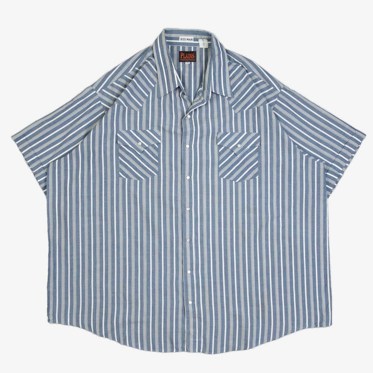 MEN'S VINTAGE 1990S STRIPED WESTERN SHORT SLEEVE SHIRT - XXX-LARGE