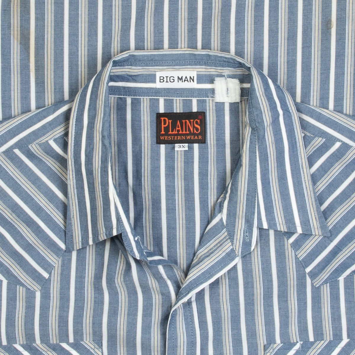 MEN'S VINTAGE 1990S STRIPED WESTERN SHORT SLEEVE SHIRT - XXX-LARGE