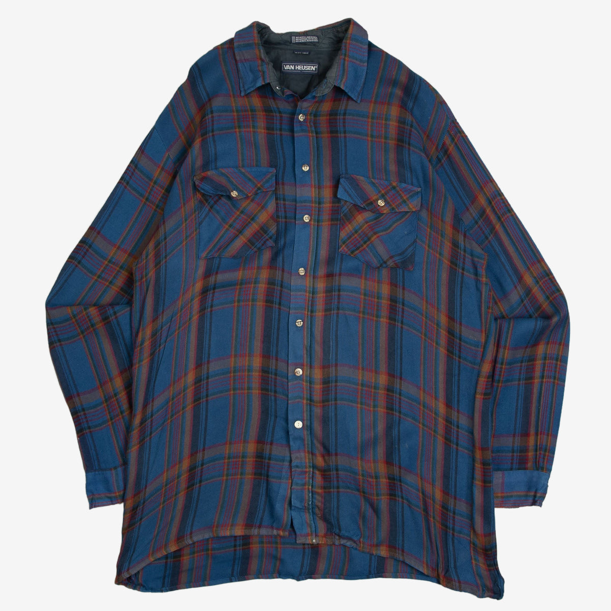 MEN'S VINTAGE 1990S CHECKED WOOL STYLE FLANNEL SHIRT - X-LARGE