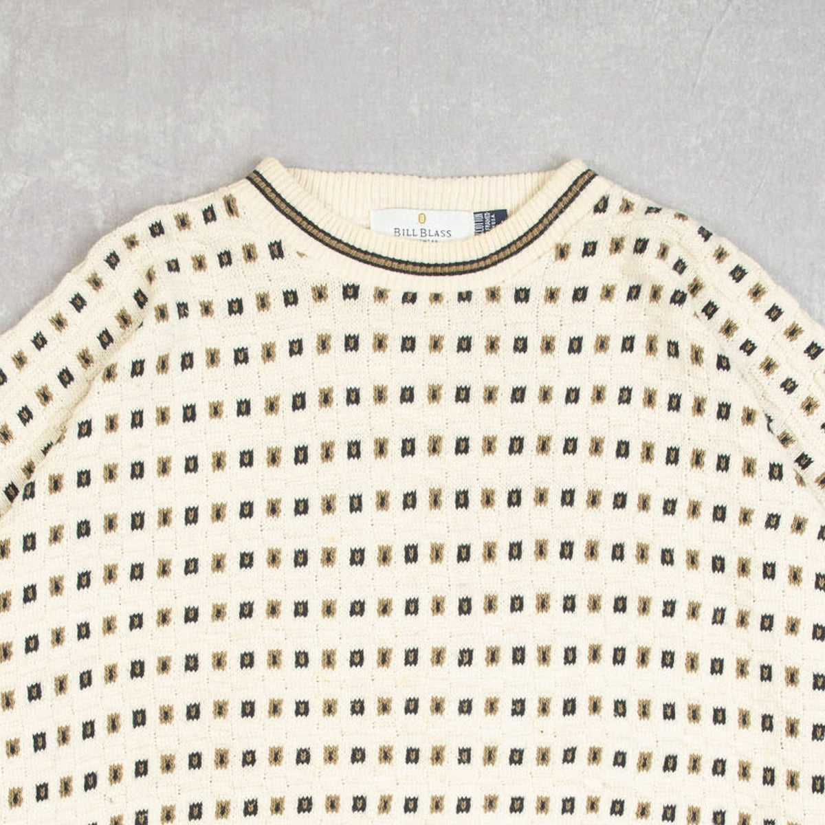 MEN'S VINTAGE 1990S STRUCTURED PATTERNED KNITTED JUMPER - X-LARGE