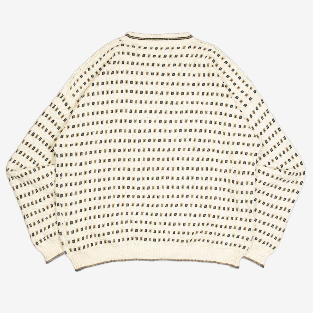 MEN'S VINTAGE 1990S STRUCTURED PATTERNED KNITTED JUMPER - X-LARGE
