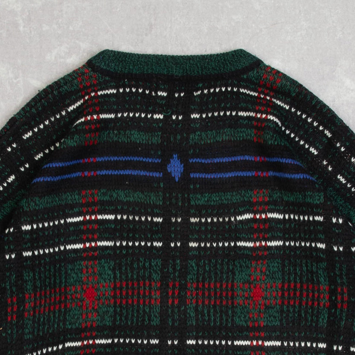 MEN'S VINTAGE 1990S CHECKED PATTERNED KNITTED JUMPER - X-LARGE