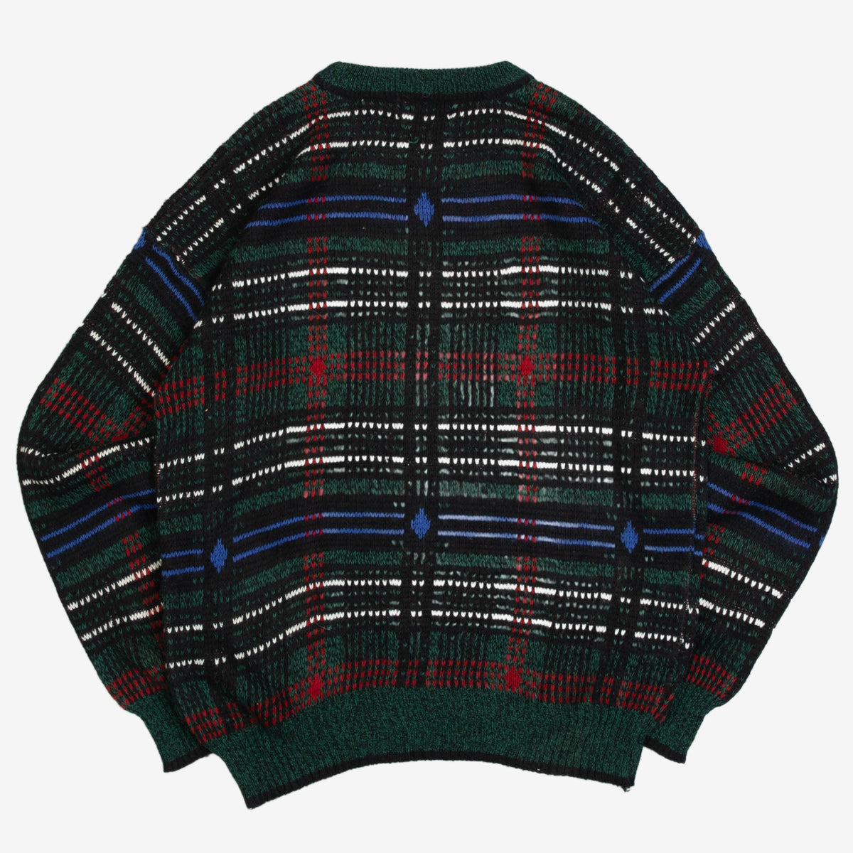 MEN'S VINTAGE 1990S CHECKED PATTERNED KNITTED JUMPER - X-LARGE