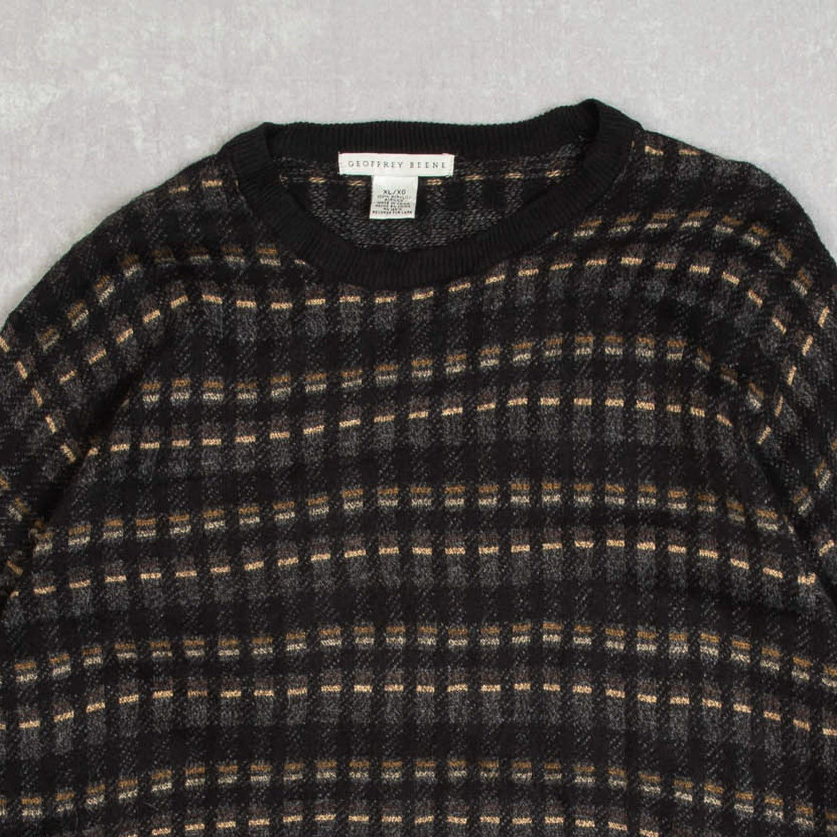 MEN'S VINTAGE 1990S PATTERNED KNITTED JUMPER - X-LARGE