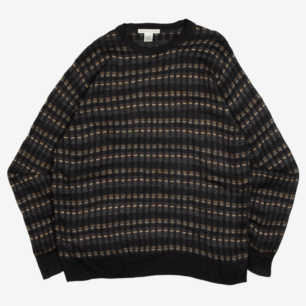 MEN'S VINTAGE 1990S PATTERNED KNITTED JUMPER - X-LARGE