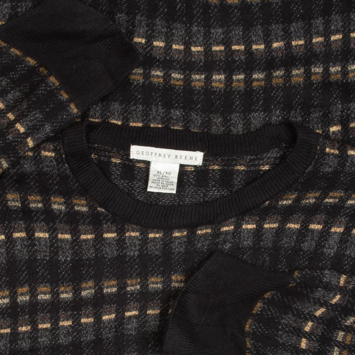 MEN'S VINTAGE 1990S PATTERNED KNITTED JUMPER - X-LARGE