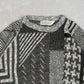 MEN'S VINTAGE 1980S PATTERNED KNITTED JUMPER - X-LARGE