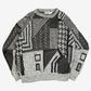 MEN'S VINTAGE 1980S PATTERNED KNITTED JUMPER - X-LARGE