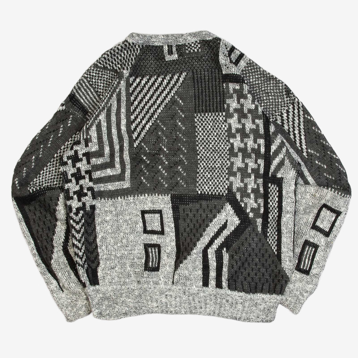 MEN'S VINTAGE 1980S PATTERNED KNITTED JUMPER - X-LARGE