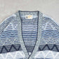 MEN'S VINTAGE 1980S STRUCTURED PATTERNED KNITTED CARDIGAN - XXX-LARGE