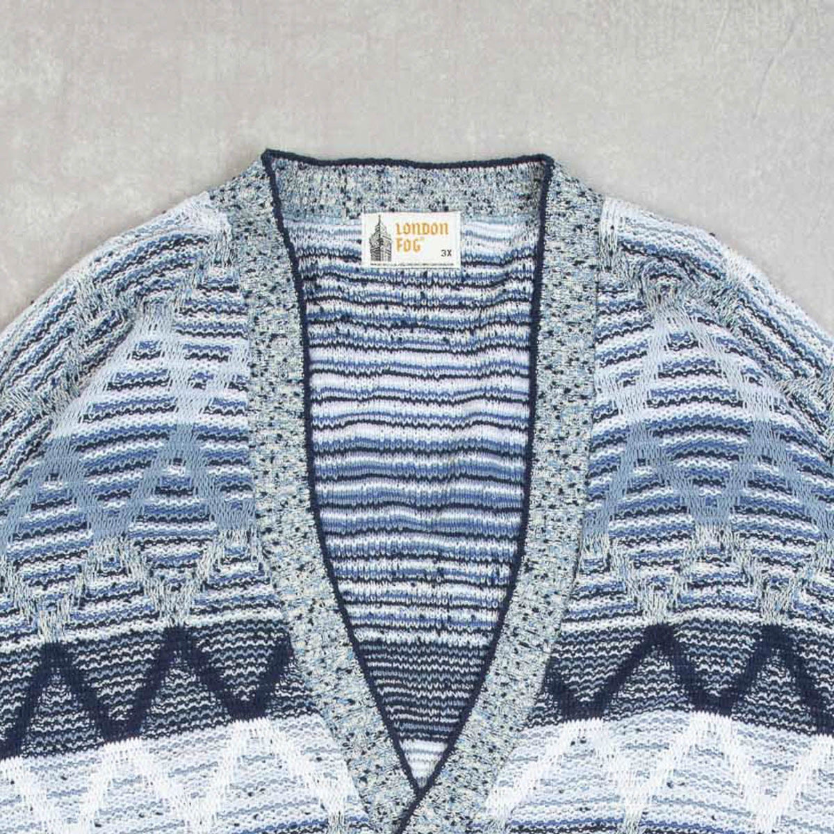 MEN'S VINTAGE 1980S STRUCTURED PATTERNED KNITTED CARDIGAN - XXX-LARGE