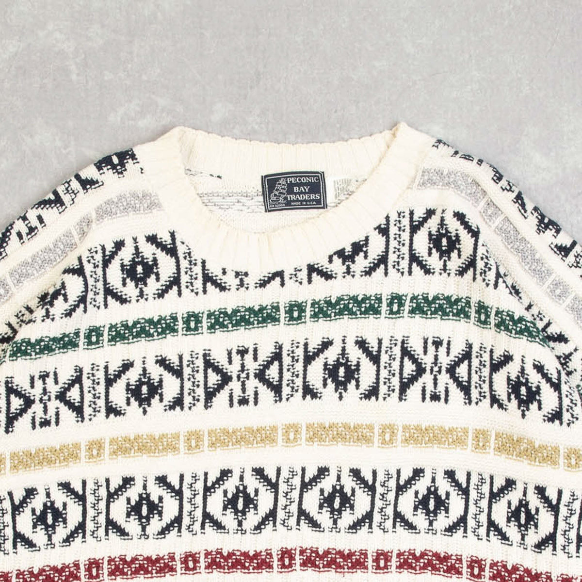 MEN'S VINTAGE 1990S STRUCTURED PATTERNED KNITTED JUMPER - LARGE