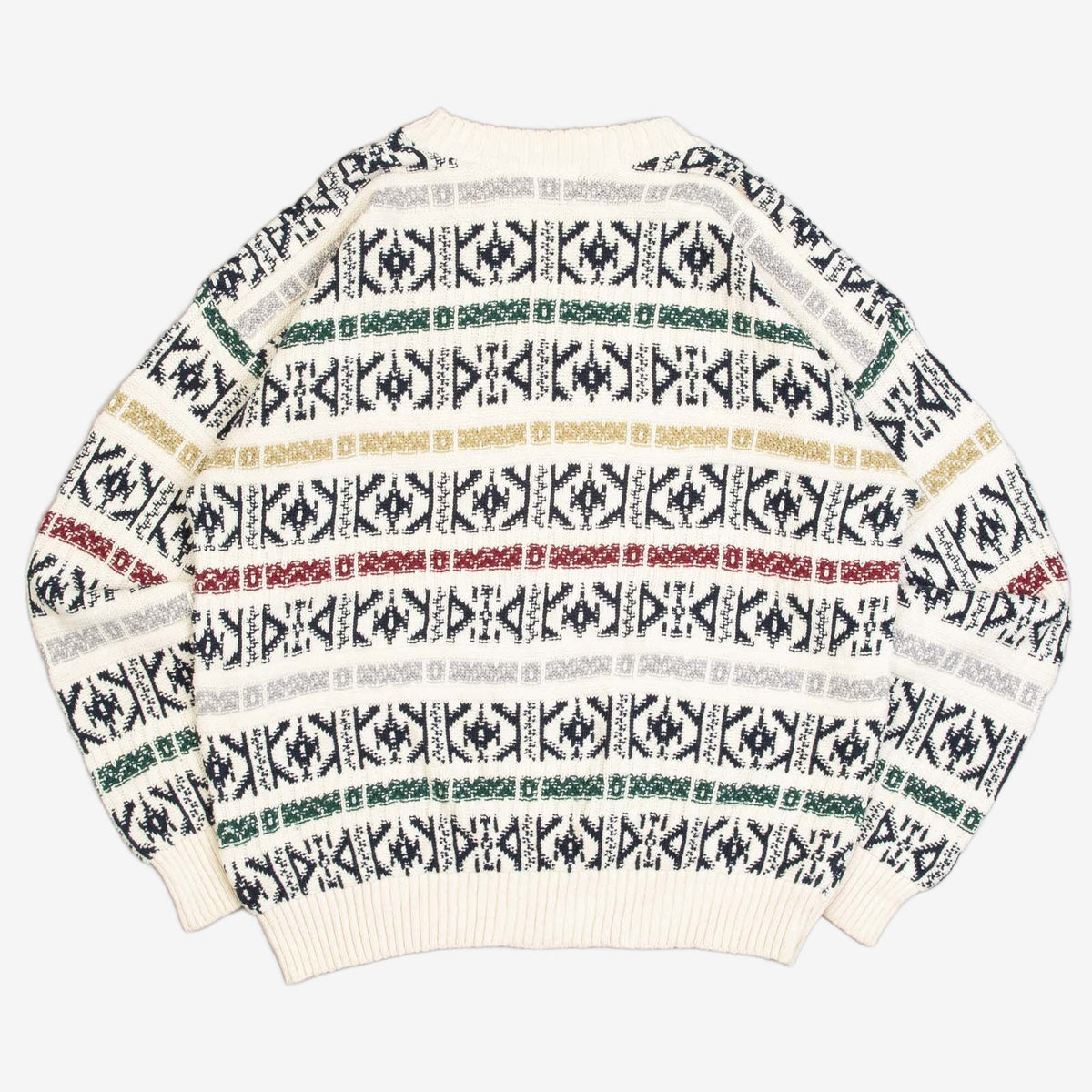 MEN'S VINTAGE 1990S STRUCTURED PATTERNED KNITTED JUMPER - LARGE