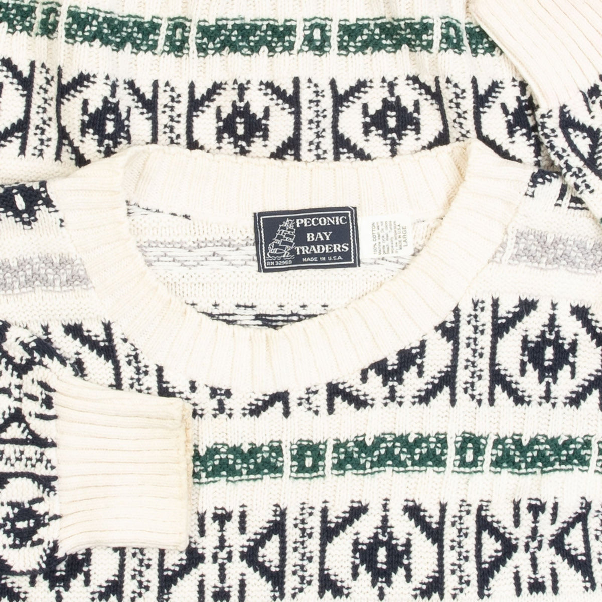 MEN'S VINTAGE 1990S STRUCTURED PATTERNED KNITTED JUMPER - LARGE