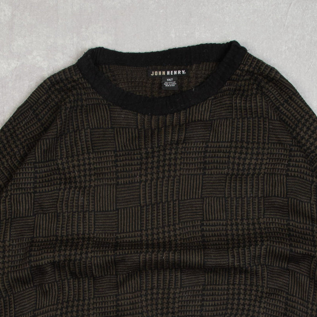 MEN'S VINTAGE 1990S PATTERNED KNITTED JUMPER - XX-LARGE
