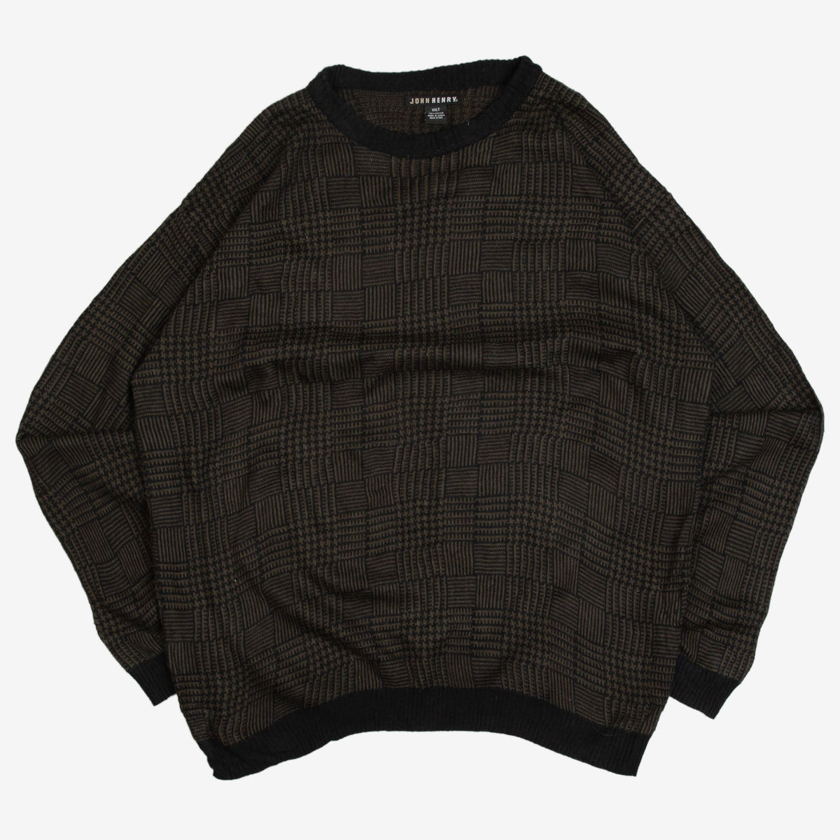 MEN'S VINTAGE 1990S PATTERNED KNITTED JUMPER - XX-LARGE